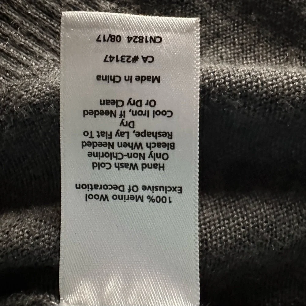 Talbots Merino Wool Cardigan Duster Sweater Top Velvet Tie Medium Petite‎ Grey - Picture 6 of 8